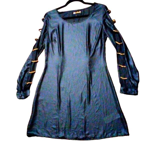 Sarah Boo Mini Dress Sz S Black Tunic Modern Cut Out Chains Glam Punk Goth City - Picture 8 of 15